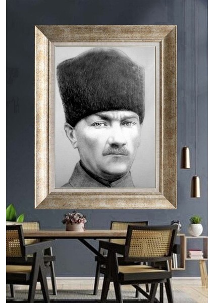 Gümüş Varaklı Atatürk Tablo D675