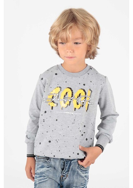 Kids Erkek Cool Baskılı Sweatshirt Uzun Kollu Sweatshirt Pamuklu AK222402