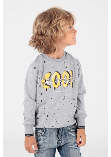 Kids Erkek Cool Baskılı Sweatshirt Uzun Kollu Sweatshirt Pamuklu AK222402