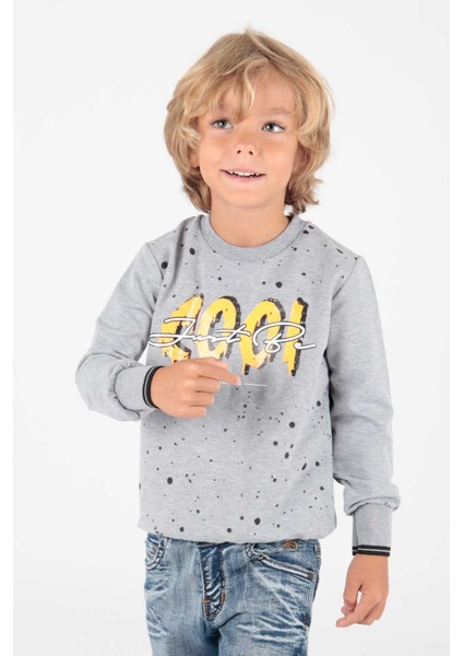 Kids Erkek Cool Baskılı Sweatshirt Uzun Kollu Sweatshirt Pamuklu AK222402