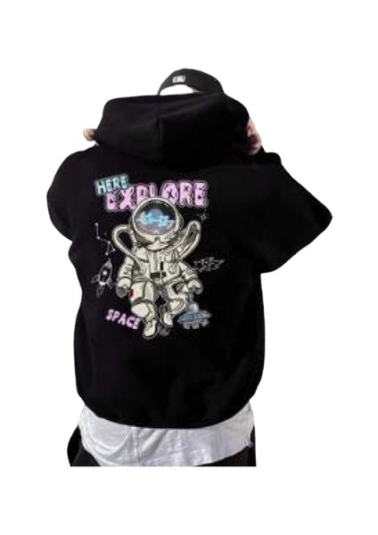 Grımy Unısex Here Explore Baskılı Oversize Sweatshirt