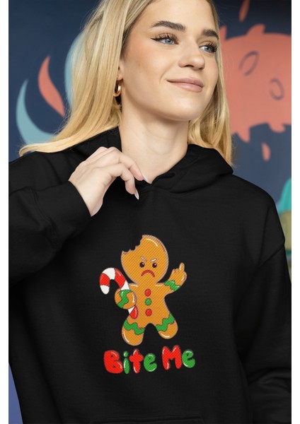 Siyah Yeni Yıl Yılbaşı Merry Christmas Özel Tasarım Yeniyıl Temalı Hediyelik Kapşonlu Sweatshirt fiyatları