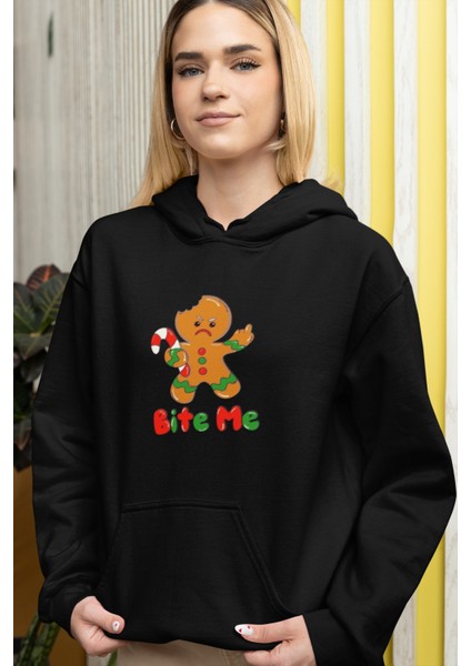 Siyah Yeni Yıl Yılbaşı Merry Christmas Özel Tasarım Yeniyıl Temalı Hediyelik Kapşonlu Sweatshirt modelleri