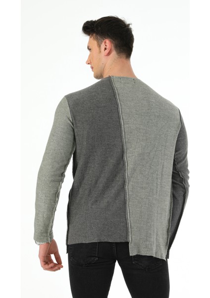 Sıfır Yaka Çapraz Kesim Parçalı Pis Dikiş Özel Boyama Eskitme Efektli Triko Kazak modelleri