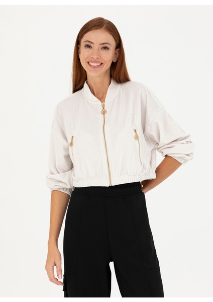 Fermuarlı Yaka Taş Kadın Sweatshirt Nate modelleri