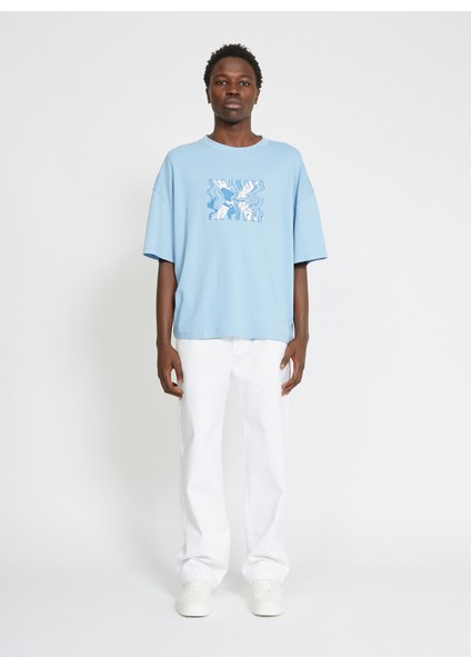 Bisiklet Yaka Mavi Erkek T-Shirt UMA23004TS