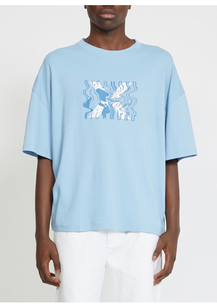 Bisiklet Yaka Mavi Erkek T-Shirt UMA23004TS modelleri