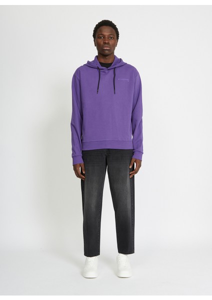 Kapüşon Yaka Mor Erkek Sweatshirt UMA23076FE