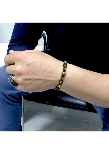 Ip Örgülü Doğal Taşlı Kehribar Tek Ebat Ayarlanabilir Bileklik