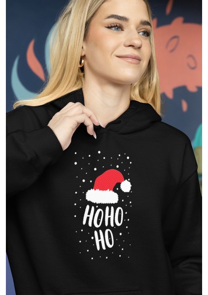 Siyah Yeni Yıl Yılbaşı Merry Christmas Özel Tasarım Yeniyıl Temalı Hediyelik Kapşonlu Sweatshirt fiyatları