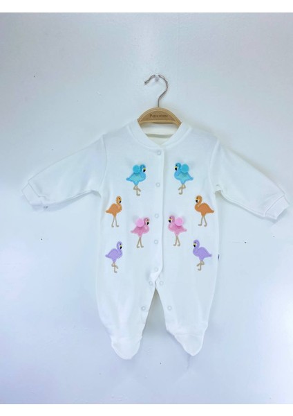 Puro Cotone Bebek Tulum Beyaz Kuşlu