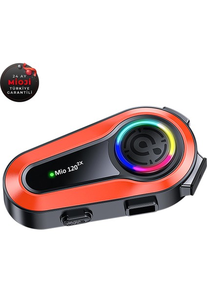 Mio 120 2x RGB 1000mAh IPX6 1500m 2 Kişilik Kask Intercom Motosiklet Bluetooth Kulaklık