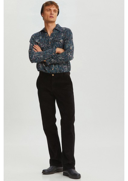 Rahat Kesim Fitilli Kadife Erkek Pantolon Siyah modelleri