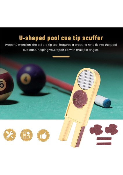 Ξ Ny Ue Zhang Bilardo Bilardo Cue Ipucu Şekillendirici Aracı Cue Ucu Sander Parlatıcı Cue Sopa Aracı U Şekilli Cue Ucu Düzelticiler Zımpara Kağıdı ile (Yurt Dışından) fırsatları