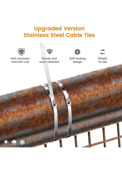 Ξ Ny Ue Zhang 200 Adet Zincir Bağlantı Çit Bağları, Çok Kendinden Kilitlemeli Paslanmaz Çelik Fermuarlı Bağları Açık Bahçe Çiftliği Evcil Hayvan Kafesleri Çit (Yurt Dışından) indirimleri