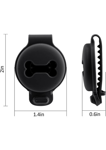 Ξ Ny Ue Zhang Adet Pet Silikon Koruyucu Kılıf Çizilmez Kemik Şekli Köpek Tasması Tutucu Pet Tracker Kapak-Siyah + Gri (Yurt Dışından)