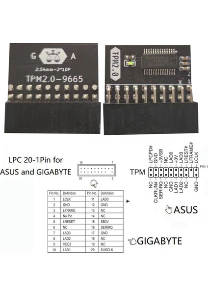 Ξ Ny Ue Zhang -L .0/ -Tpm2.0 Uyumlu Güven Platformu Modülü Için 2x Lpc 20PIN Koruma Modülü 20-Pin 20-1 L2P7 (Yurt Dışından)