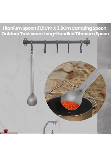 Ξ Ny Ue Zhang 1 Adet Titanyum Kaşık 21.5cm x 3.9cm Kamp Kaşığı Açık Sofra Uzun Saplı Titanyum Kaşık (Yurt Dışından)