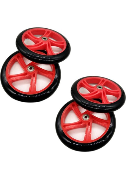 Ξ Ny Ue Zhang 4 Adet Scooter Tekerleği 200 mm Pu Malzeme Tekerlek Kalınlığı 30 mm Abec-7 Rulman Scooter Aksesuarları, Kırmızı (Yurt Dışından)