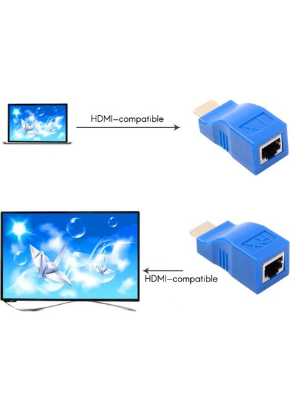 Ξ Ny Ue Zhang 2x Uyumlu Genişletici 30M Iletim Mesafesi RJ45 - Uyumlu Hd Ağ Genişletici Dönüştürücü Adaptör (Yurt Dışından)