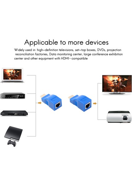 Ξ Ny Ue Zhang 2x Uyumlu Genişletici 30M Iletim Mesafesi RJ45 - Uyumlu Hd Ağ Genişletici Dönüştürücü Adaptör (Yurt Dışından)