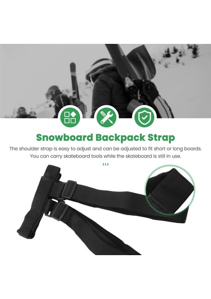 Ξ Ny Ue Zhang Kaykay Omuz Taşıyıcı Kaykay Taşıma Askısı Dayanıklı Ayarlanabilir Snowboard Kaykay Sırt Çantası Askısı (Yurt Dışından)