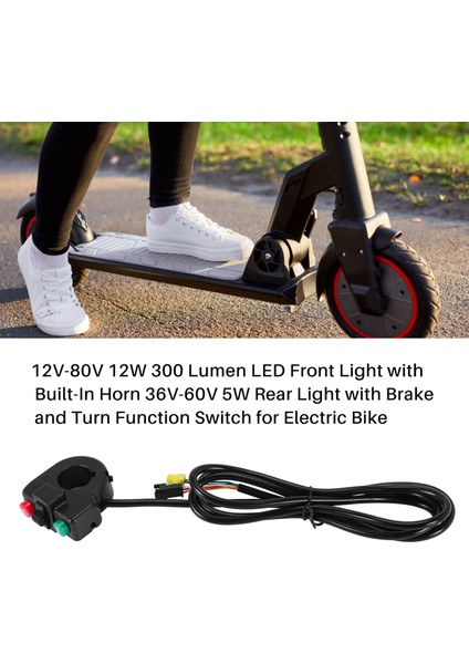 Ξ Ny Ue Zhang 12V-80V 12W 300 Lümen LED Ön Işık, Dahili Korna ile 36V-60V 5W Arka Işık, Fren ve Elektrikli Bisiklet Için Dönüş Fonksiyonu Anahtarı (Yurt Dışından)