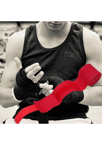 Ξ Ny Ue Zhang 2 Adet 2.5 M Eslatic Pamuk Spor Kayış Boks Bandajı Muay Thai Taekwondo El Eldivenleri Sarar, Siyah ve Kırmızı (Yurt Dışından)