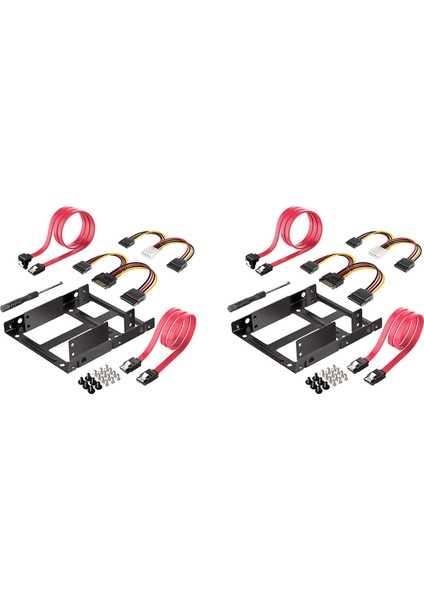 Ξ Ny Ue Zhang 2x Çift SSD HDD Montaj Braketi 3,5 Ila 2,5 Dahili Sabit Disk Sürücü Kiti Kabloları 2,5 Sabit Disk Sürücüsünden 3,5 Yuva Tepsisine (Yurt Dışından)