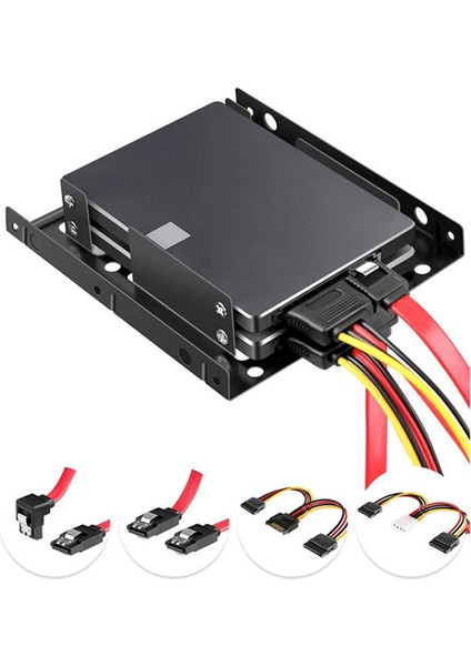 Ξ Ny Ue Zhang 2x Çift SSD HDD Montaj Braketi 3,5 Ila 2,5 Dahili Sabit Disk Sürücü Kiti Kabloları 2,5 Sabit Disk Sürücüsünden 3,5 Yuva Tepsisine (Yurt Dışından)