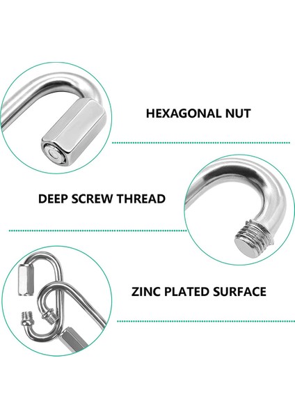 Xin Yue Zhang Ξ Ny Ue Zhang 30 Adet M6 Hızlı Bağlantılar Zincir Bağlantı Konnektörü Karabina Klipleri, Vidalı Kilit Oval Kilitleme Karabina Güvenlik Zinciri Hamak (Yurt Dışından)