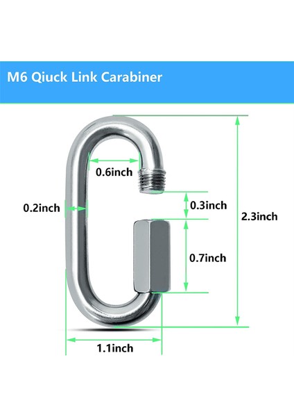 Xin Yue Zhang Ξ Ny Ue Zhang 30 Adet M6 Hızlı Bağlantılar Zincir Bağlantı Konnektörü Karabina Klipleri, Vidalı Kilit Oval Kilitleme Karabina Güvenlik Zinciri Hamak (Yurt Dışından)