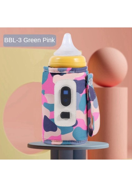 Evrensel USB Süt Isıtıcı Seyahat Arabası Yalıtımlı Çanta Dijital Ekran Bebek Biberon Isıtıcı-Kamuflaj Pembe (Yurt Dışından)
