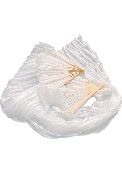 Ξ Ny Ue Zhang 100% Ipek Unisex Çin Ipek Peçe Dans Hayranları 1 Adet Oryantal Dans Hayranları Beyaz Renk 180X90 cm (Yurt Dışından)