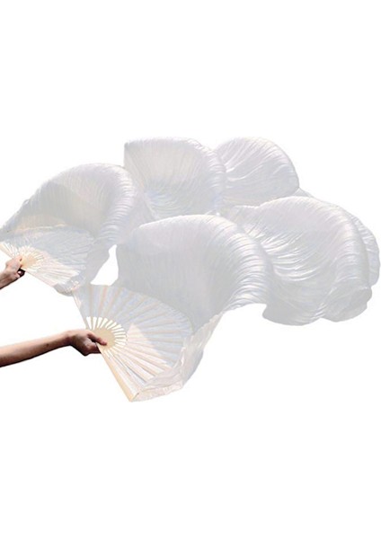Ξ Ny Ue Zhang 100% Ipek Unisex Çin Ipek Peçe Dans Hayranları 1 Adet Oryantal Dans Hayranları Beyaz Renk 180X90 cm (Yurt Dışından)