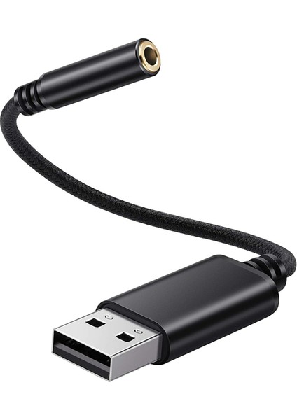 Ξ Ny Ue Zhang 2x USB - 3,5 mm Kulaklık Jakı Ses Adaptörü, Pc Için Harici Stereo Ses Kartı, Dizüstü Bilgisayar, (0,6 Feet, Siyah) (Yurt Dışından)