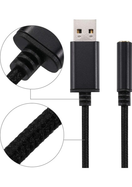 Ξ Ny Ue Zhang 2x USB - 3,5 mm Kulaklık Jakı Ses Adaptörü, Pc Için Harici Stereo Ses Kartı, Dizüstü Bilgisayar, (0,6 Feet, Siyah) (Yurt Dışından)
