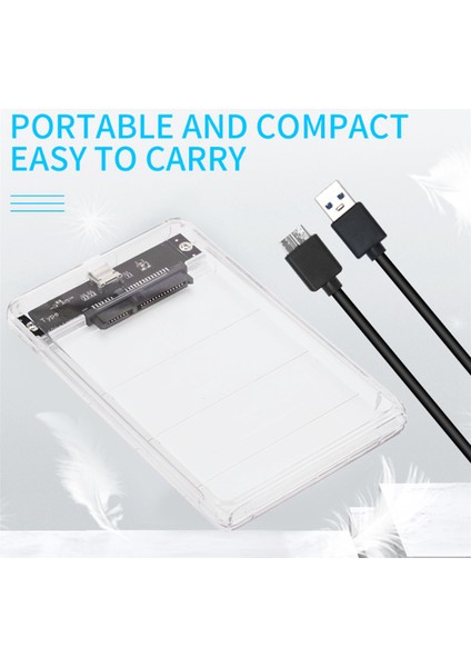 Ξ Ny Ue Zhang 3x Usb3.0/tip-C HDD Muhafazası 2,5 Inç Sabit Disk Kutusu SSD Sata3 - USB 3.0 Şeffaf HDD Kutusu USB C HDD Kutusu 5 Gbps (Yurt Dışından)