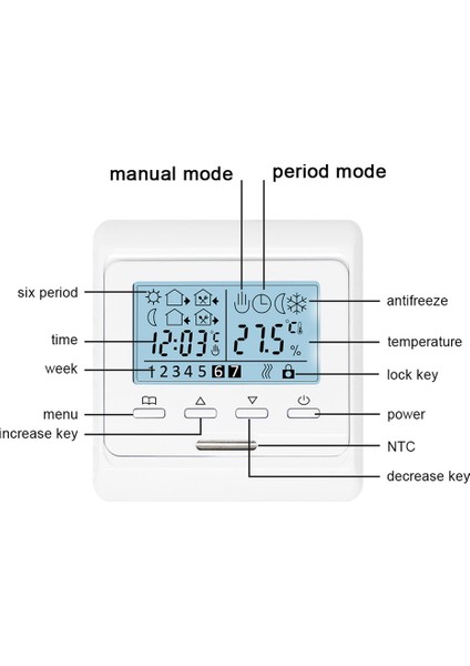 Ξ Ny Ue Zhang 2x 16A 230 V LCD Programlanabilir Sıcak Yerden Isıtma Oda Termostatı Termoregülatör Sıcaklık Kontrol Cihazı Manuel Mekanik (Yurt Dışından)