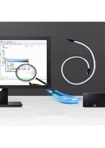 Ξ Ny Ue Zhang 2x 50CM Sata 3.0 Iıı Sata3 7pin Veri Kablosu 6 Gb/s SSD Kabloları HDD Sabit Disk Veri Kablosu (Beyaz) (Yurt Dışından)