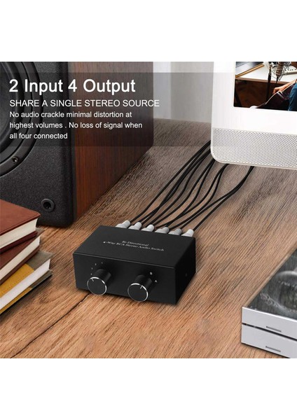 Ξ Ny Ue Zhang 2x Çift Yönlü 4 Yollu Rca Stereo Ses Anahtarı Sol/sağ Ses Kanalı Ses Değiştirici, 2'si 4 Çıkışlı Veya 4'ü 2 Çıkışlı Ses Ayırıcı (Yurt Dışından)