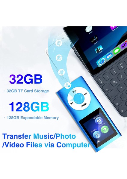 Ξ Ny Ue Zhang 2x Mp3 Çalar, Bluetooth 5.0, 32GB Tf Kartlı Müzik Çalar, Fm, Kulaklık, Taşınabilir Hifi Müzik Çalar (Siyah) (Yurt Dışından)