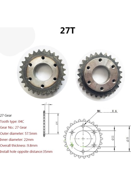 Ξ Ny Ue Zhang Dıy Elektrikli Kaykay Dişli Tekerlekler Kiti 04C 2 Puan Zincir Tekerlek Dişli 27 Dişli Elektrikli Diy Tekerlekler, 9X27 G 8mm D (Yurt Dışından)