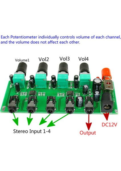 Ξ Ny Ue Zhang 2x Stereo Mikser (4 Giriş, 1 Çıkış) Ayrı Ayrı Kontrol Paneli Dıy Kulaklık Amplifikatör Kutusu DC12V (Yurt Dışından)