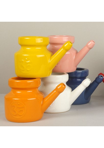 Ξ Ny Ue Zhang 350ML Seramik Neti Pot Burun Temizleme Pot Dayanıklı Sızdırmaz Borulu Pot Burun Durulama Burun Yıkama Erkekler Kadınlar Için, Beyaz (Yurt Dışından)