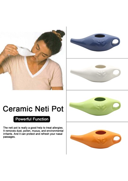 Ξ Ny Ue Zhang 250 ml Seramik Neti Pot Burun Temizleme Pot Dayanıklı Sızdırmaz Borulu Pot Burun Durulama Burun Yıkama Erkekler ve Kadınlar Için, Yeşil (Yurt Dışından) fiyatları