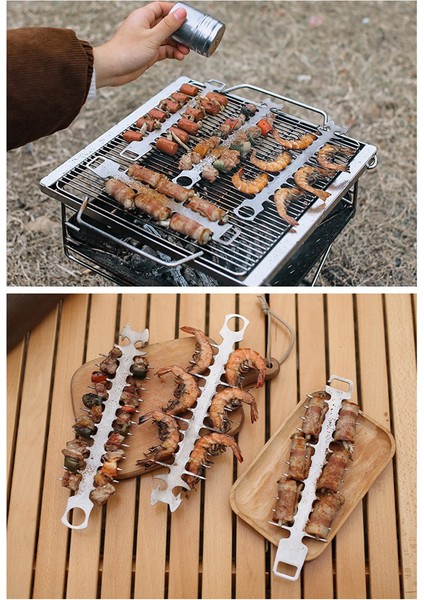 Ξ Ny Ue Zhang Izgara Için Şiş Yeniden Kullanılabilir Balık Kemik Şekli Barbekü Şişleri Izgara Için Bahçe Kamp Barbekü Malzemeleri A (Yurt Dışından)