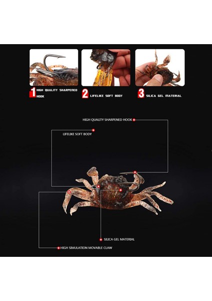 Xin Yue Zhang Ξ Ny Ue Zhang 20 Adet Yengeç Yemi, 3D Simülasyon Yengeç Yumuşak Yem Sivri Kanca, Deniz Balık Yemi Tokası, Deniz Balığı Olta Takımı Araçları (Yurt Dışından)