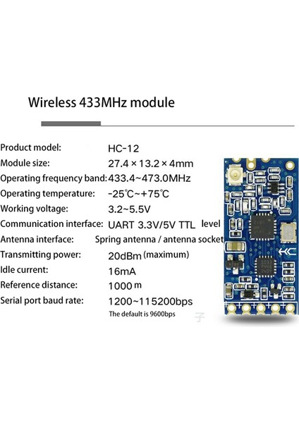 Ξ Ny Ue Zhang 4x -12 433MHZ SI4463 Kablosuz Seri Bağlantı Noktası Modülü 1000M Bluetooth HC12'YI Değiştirin (Yurt Dışından)