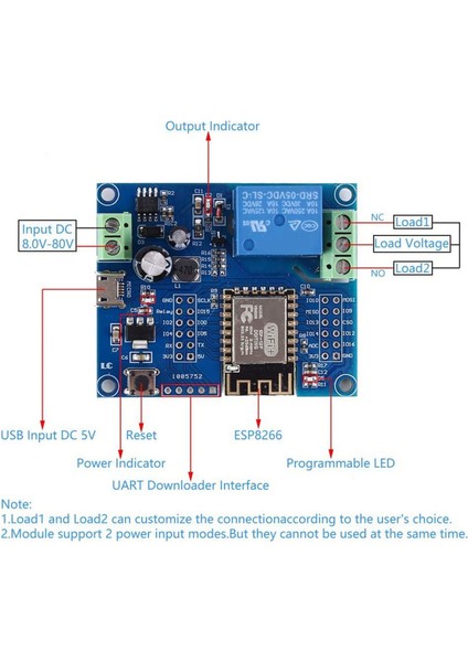 Ξ Ny Ue Zhang 3x Wıfı Röle Denetleyici Modülü, Dc 5V 8V-80V ESP8266 Iot Smart Için Kablosuz Denetleyici Modülü ESP-12F (Yurt Dışından)
